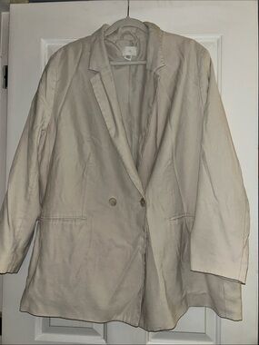 Women's H&M Cream Double-Breasted Blazer Jacket